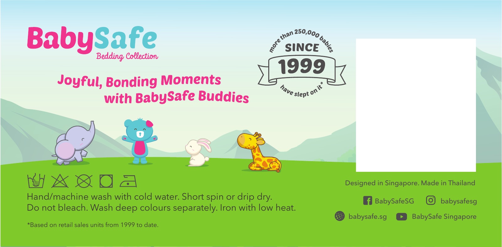 Packaging header panel, joyful bonding moments with BabySafe buddies