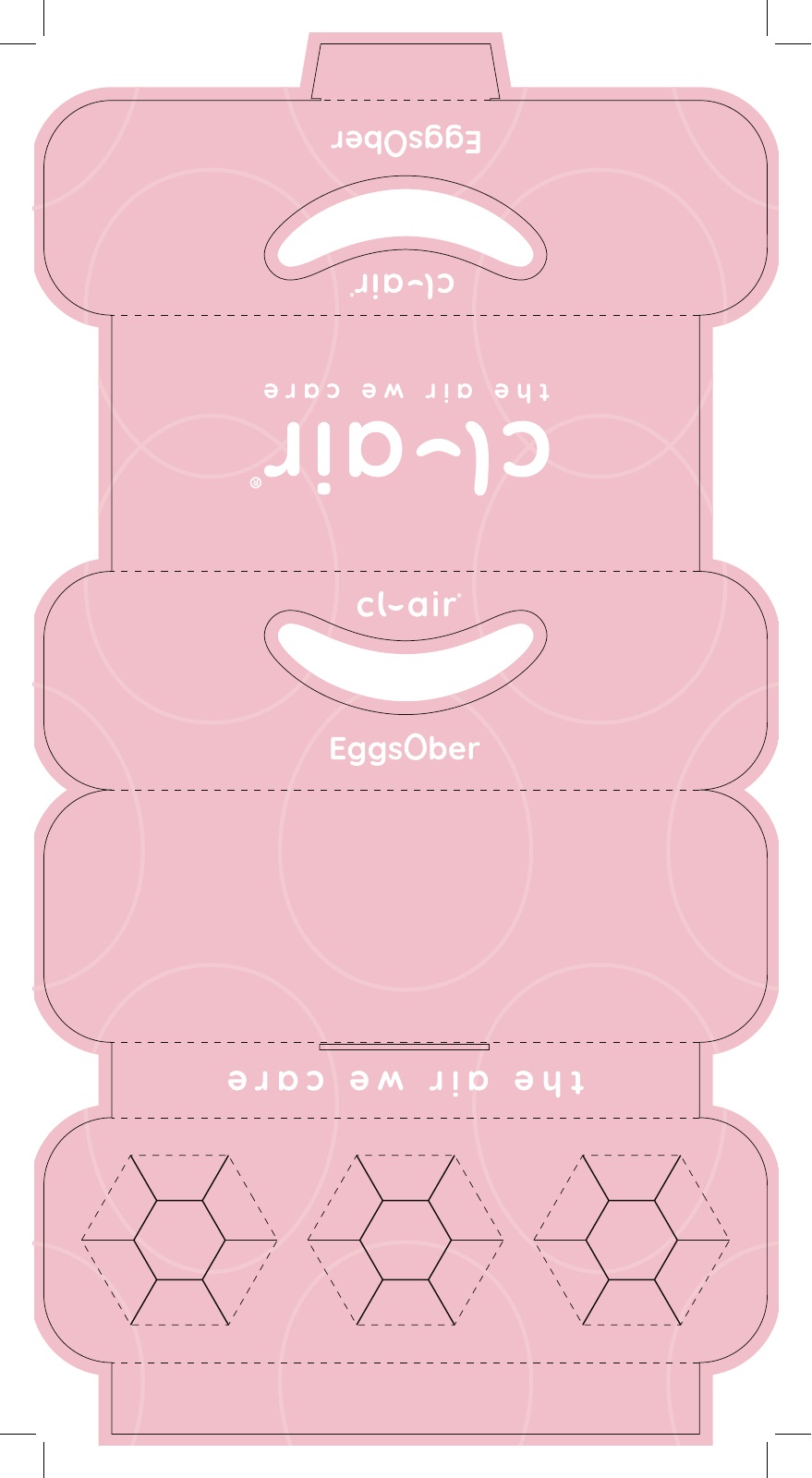 Pink shipping box dieline with the wordmark