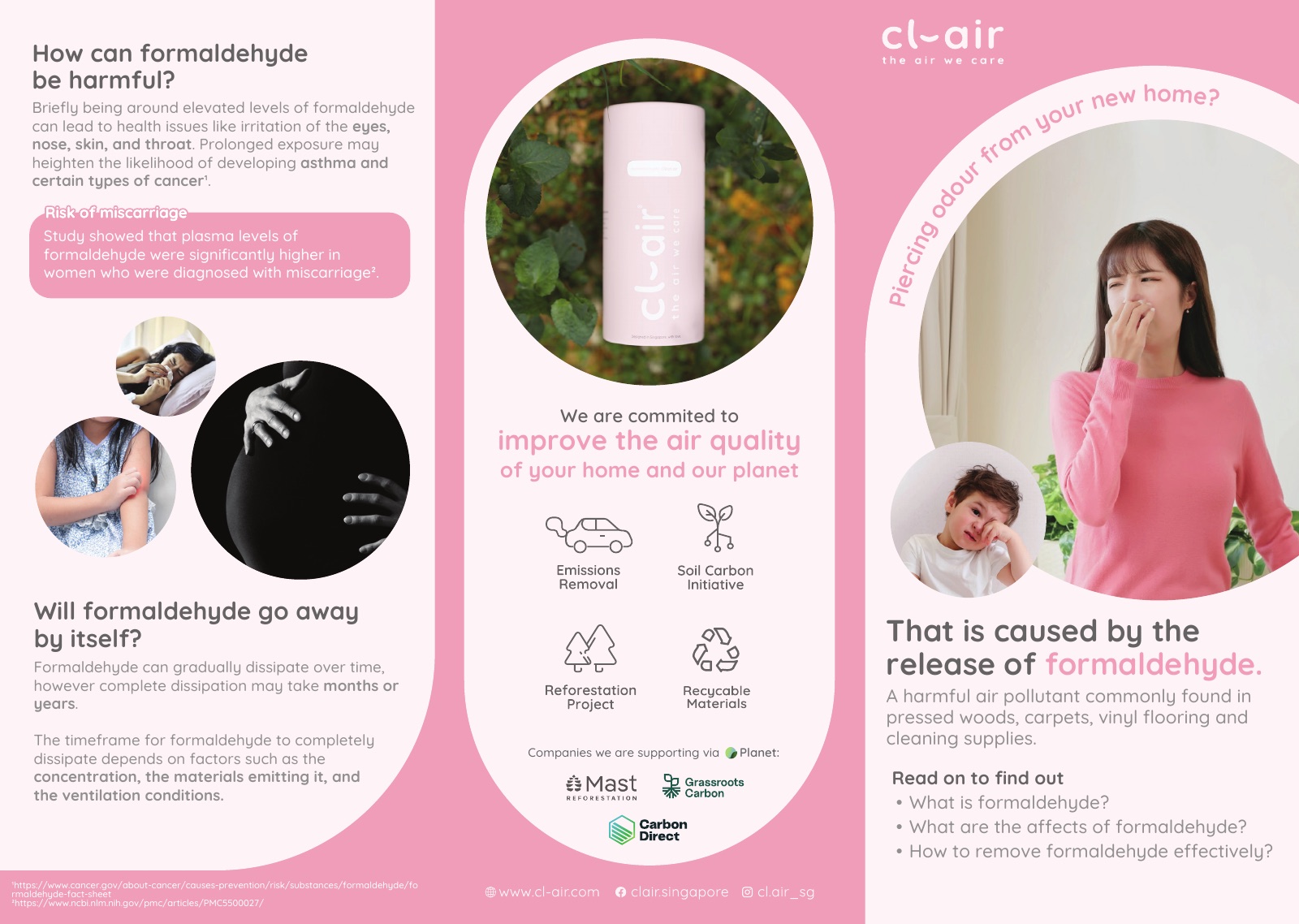 Tri-fold brochure explaining formaldehyde in new homes