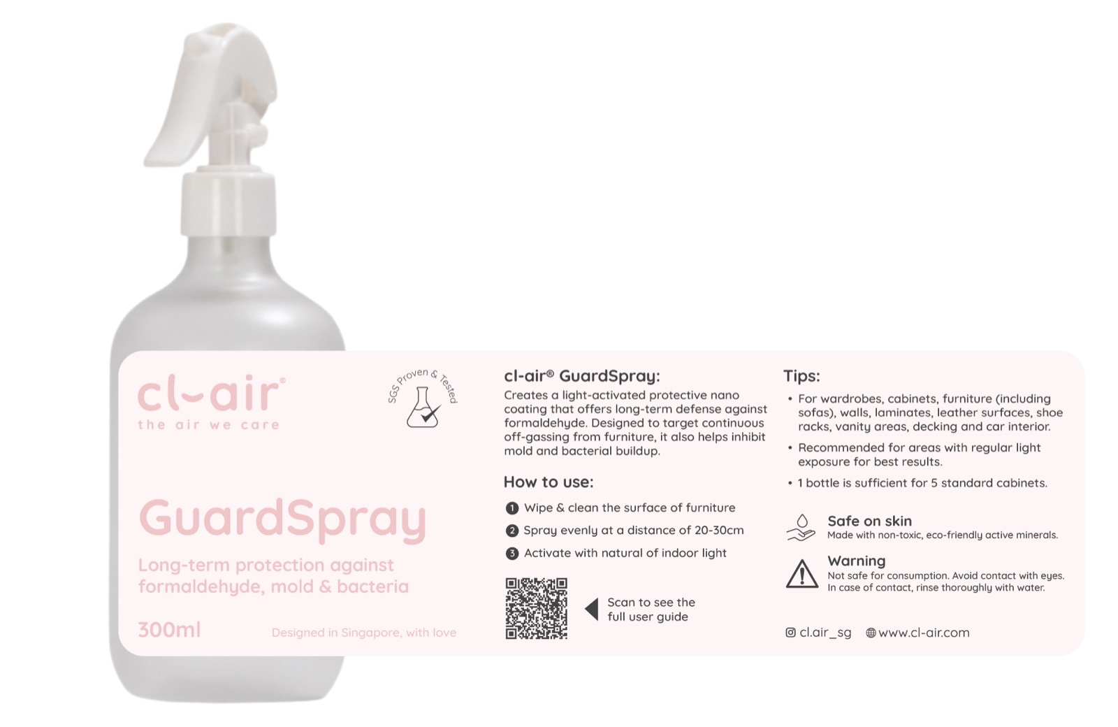 cl-air GuardSpray 300 ml bottle with label