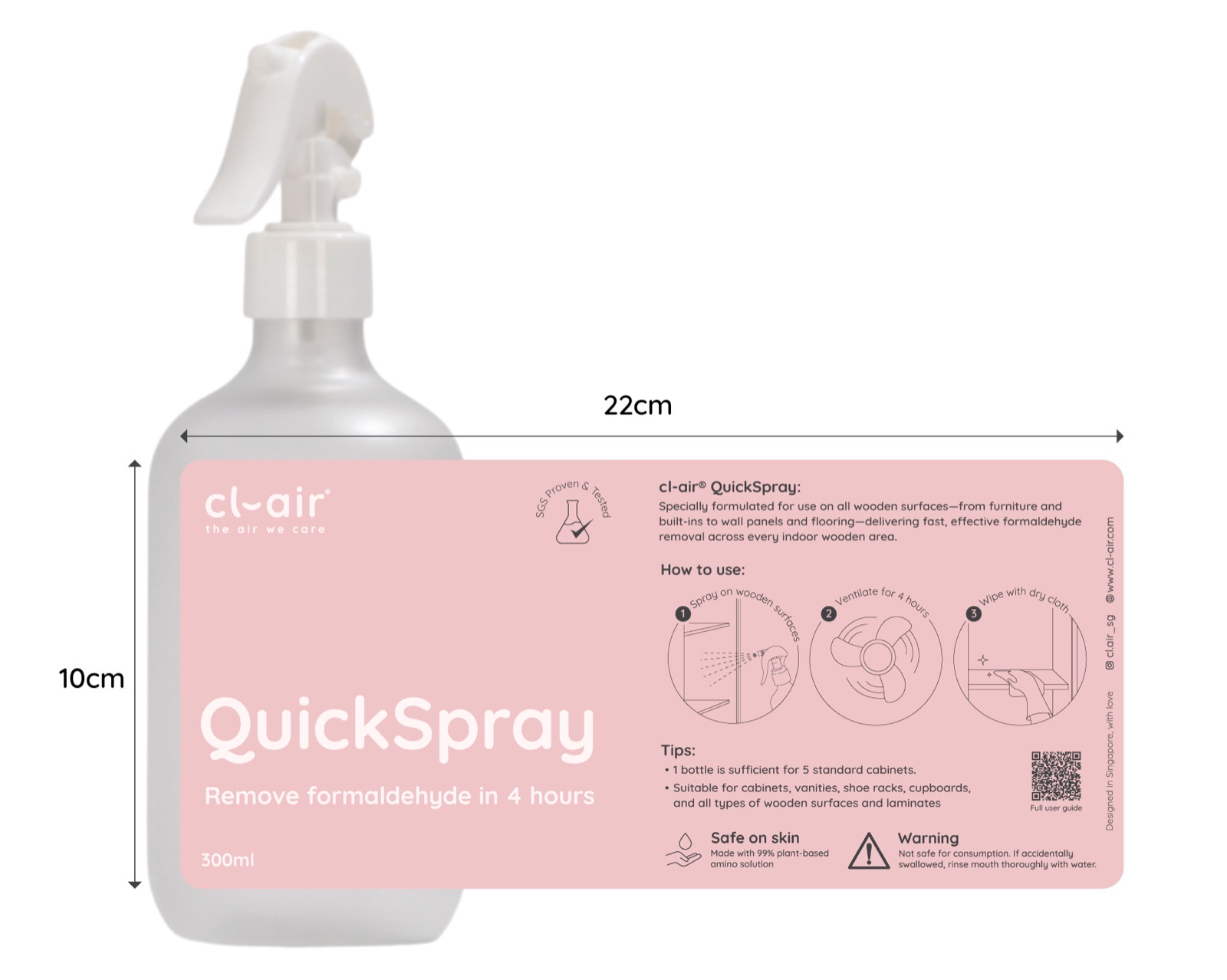 cl-air QuickSpray 300 ml bottle with label