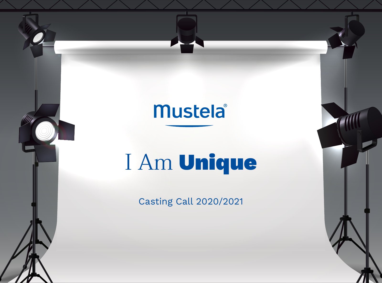 Casting Call 2020/2021 key visual: a studio backdrop with the line I Am Unique under studio lights