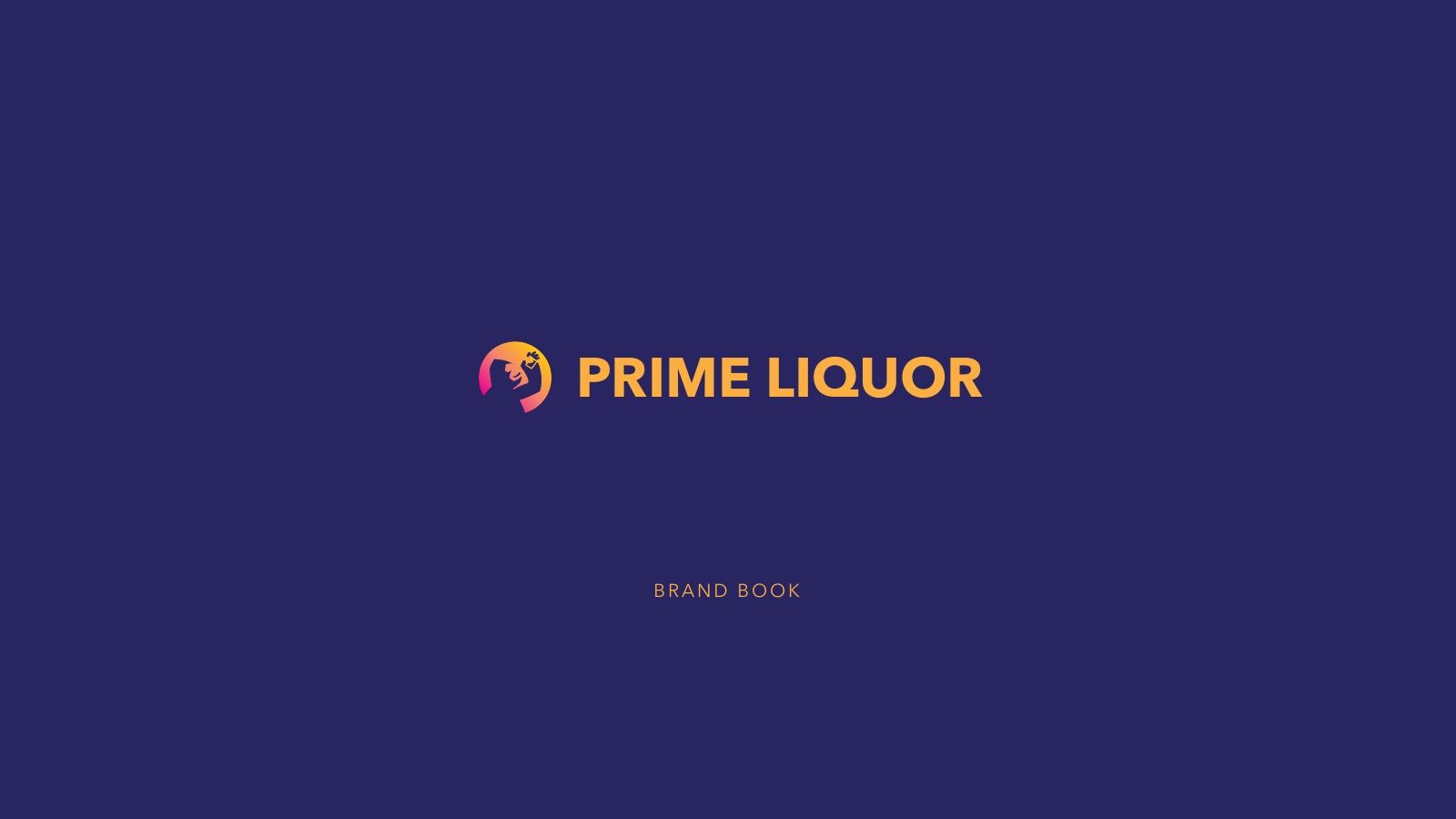 Prime Liquor brand book cover, navy with the gorilla roundel