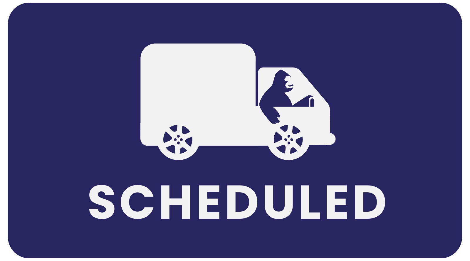 Scheduled delivery icon, gorilla driving a van