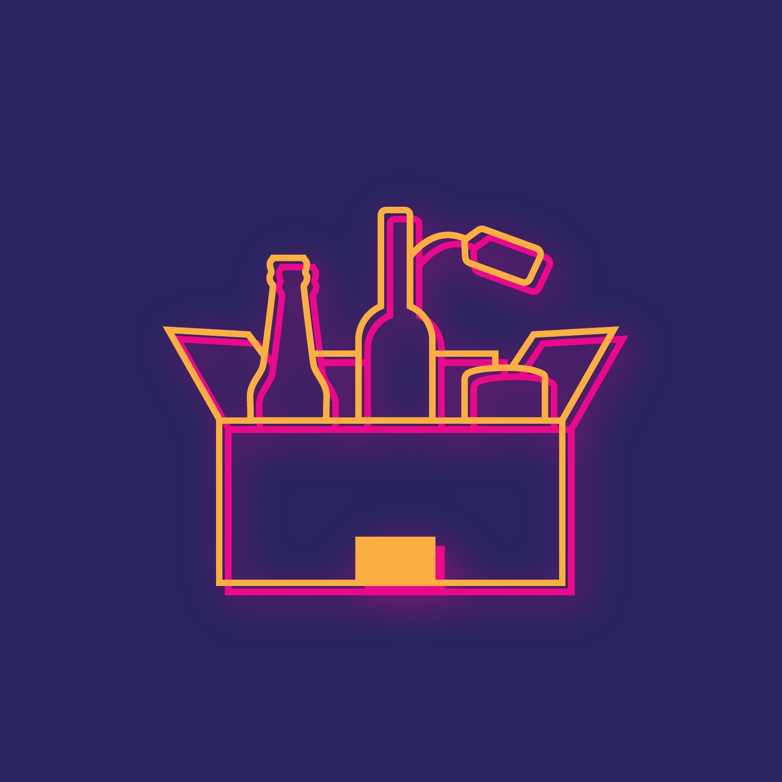 Neon style icon of a box of bottles
