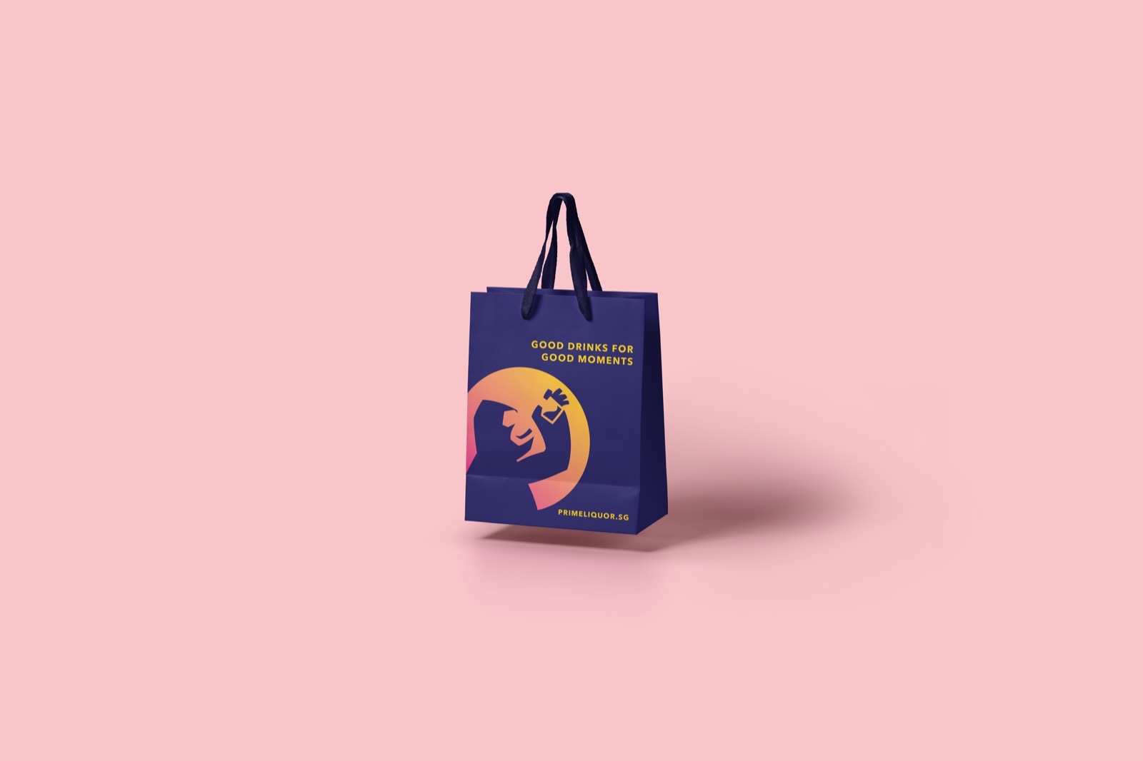Navy carrier bag with gradient gorilla illustration