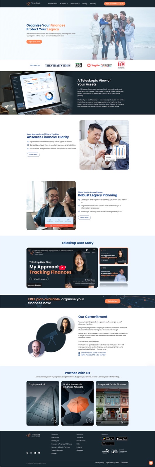 Teleskop website home page